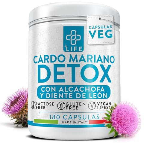 Cardo Mariano Tarassaco e Carciofo PiùLife – 80% Silimarina 400mg per dose – 2 al giorno – Per detox fegato e intestino, Estratto di Carciofo tit 2,5% Depurativo, Con Zinco Antiossidante Forte
