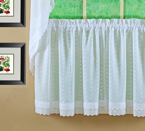 Today's Curtain, Ribbon Eyelet Tier 24, White, 60 W x 24 L