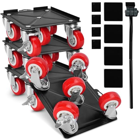 Lourd Levier de Meubles, avec 5 Roues Universelles, Freins, Capacité Maximale de 6614 Lbs, Ensemble de Déplacement de Meubles Ensemble de Dolly Repositionnable pour Transport