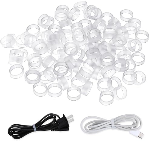 200 bandas de goma de silicona para cables, líneas de datos, bridas de silicona fuertes bandas elásticas antideslizantes para envolver cables