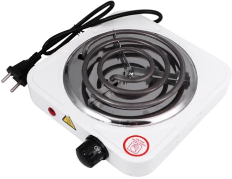 Piastra Elettrica Singola 1000w Bianca in Metallo e Plastica