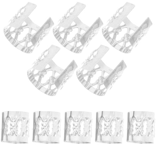 Mikikit Dreadlock Rings Made of Hard-wearing Iron 300pcs Silver Hair Accessories Sturdy Braid Decorations for Ponytails and Photographs for Festival and Party Styles