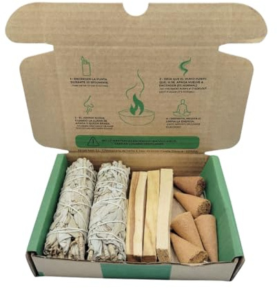 SALVIA | Kit Limpieza Completa | Salvia Blanca + Palo Santo + Conos Naturales | Incienso Sagrado para Purificación, Meditación y Bienestar