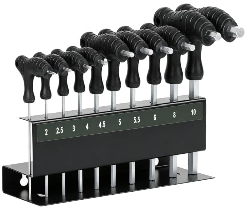 Swawis 10 delar insexnyckel set T-handtag insex metrisk 2 mm – 10 mm, Cr-V