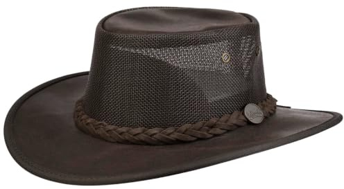 Barmah Foldaway Cooler Lederhut Cowboyhut Westernhut Herren - Made in Australia mit Lederband Frühling-Sommer Herbst-Winter Frühjahr Sommer Herbst Winter - XL (60-61 cm) braun