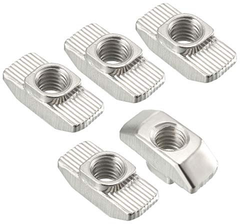 sourcing map Sliding T Slot Nuts, M6 Half Round Roll in T-Nut for 4040 Series Aluminum Extrusion Profile, Carbon Steel Nickel-Plated, Pack of 10