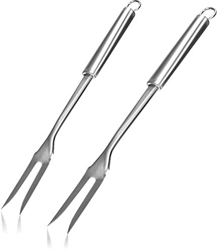 COM-FOUR® 2x Fleischgabel, spülmaschinengeeignete Grillgabel, handliche Tranchiergabel, toll als Küchenhelfer und pflegeleichtes Grillbesteck (2 Stück - Fleischgabel)