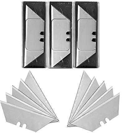 Vickay 30 Pack Utility Knife Blades, SK5 Steel Heavy Duty Box Cutter Replacement Blades with Plastic Case, Standard Size Razor Blades for Most Standard Utility Knives (Silver)