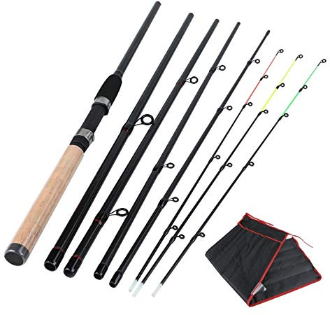 Feeder Fishing Rod Lengthened Handle 6 Sections Fishing Rod L M H Power Carbon Fiber Travel Rod Fishing Tackle DaJiKan (Color : Yellow)