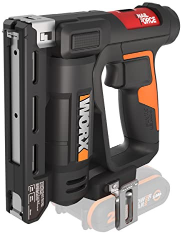 WORX NailForce Akku Nagler und Tacker 20V WX843.9 - für 15mm Nägel und Tackerklammer bis 14mm - einfaches Magazinladen - 60 Nägel/min Schussfolge - ohne Akku & Ladegerät - PowerShare kompatibel