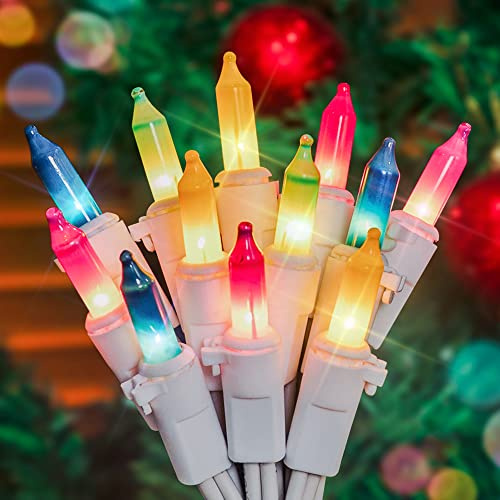 Hopolon 2PACK 50-Count Multicolor Mini String Lights with White Wire, 13ft Extendable Pastel Christmas Incandescent Lights for Bedroom Aesthetic, Party, Birthday, Kids Room, Dorm Decorative Lighting