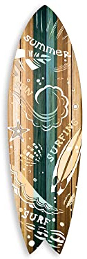 DECLINA, Väggdekoration, surfbräda, surfdekor, folietryck, dekorativ surfbräda, sommar surfing, 100 x 30 cm