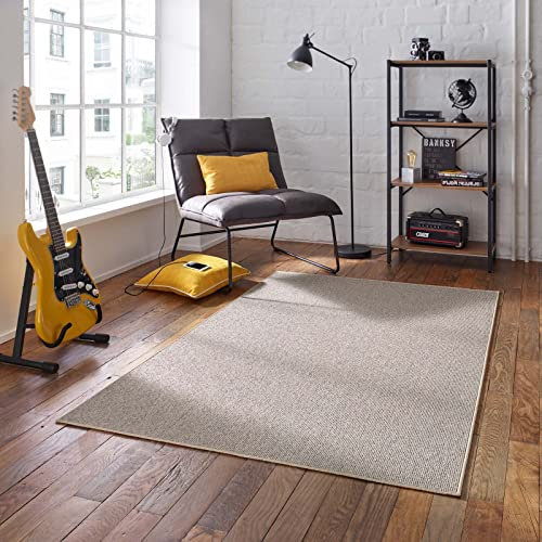 Taracarpet Kurzflor-Teppich Joy Flachgewebe Schlingenteppich für Wohnzimmer Schlafzimmer und Kinderzimmer beige 080x150 cm