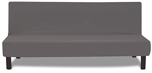 FIGOOO Funda para Sofá Cama sin Brazos 3 Plazas Funda de Sofá Elástica Plegable Ajustables Universal Spandex Funda para Futón Antideslizante Protector Cubierta del Sofá Clic-Clac,Gris