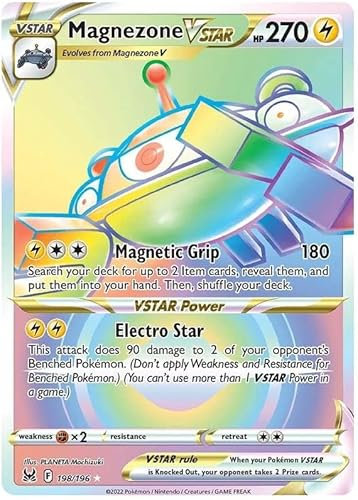 Magnezone VSTAR 198/196 seltene Regenbogen-Pokemon-Karte (Schwert & Schild Lost Origin) + 1x TitanCards® Toploader