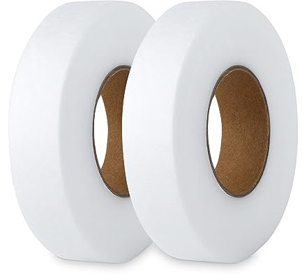 2 Stück Saumband zum Aufbügeln, 2,5cm Breit Saumband Kein Nähen Saumband Fixiersaumband Selbstklebendes Saumband für Stoff Heimwerken Basteln 64m pro Rolle (Weiß)