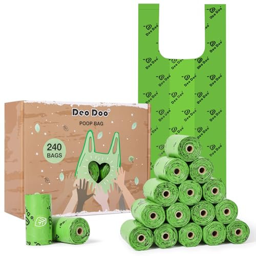 Hundekotbeutel mit Henkel, 20 Rollen 240 Stück Großformat Hunde Kotbeutel Rollen, 27 * 37cm Aus Recycelten Materialien Hergestellt, Auslaufsichere und Starke Kotbeutel für Katze