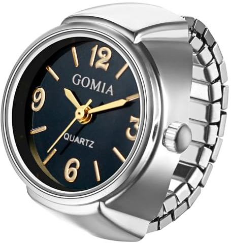 Oidea Ring Watch for Women Men: Elegant Round Dial Elastic Analog Quartz Finger Watch Rings Stretchy Band Easy Read Adjustable Ring Watches Valentine's Day Birthday Christmas Gifts, Silver Big