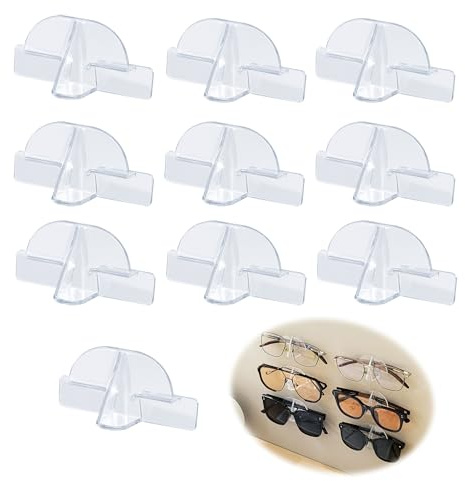 10 Piezas Organizador De Gafas De Sol,Caja Para Gafas De Sol Estante De Almacenamiento De Gafas De Sol Sin Perforación Doméstica Para Colgar Gafas De Sol Estante De Almacenamiento (Transparente)