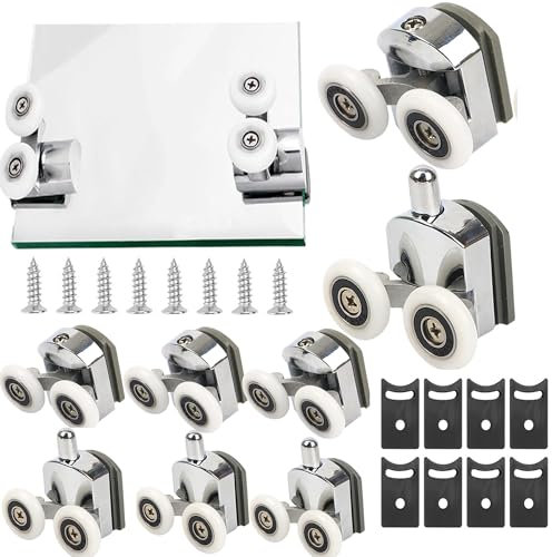 SQAQS 8 Stück 23mm Die Duschtür Rollt, Wasserdicht und Haltbar, Duschtürrollen, Kunststoff Duschtür Rollen, Ersatzrollen Für Duschtüren, Für Duschrundtüren Und Schiebetüren, Duschkabinentür