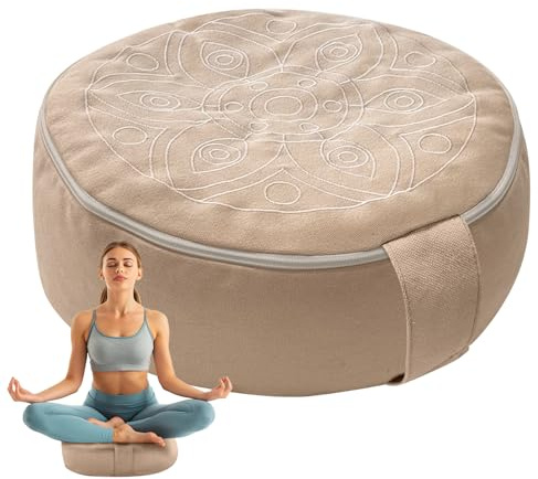 Omok Cuscino da yoga, rimovibile e lavabile, ideale per meditazione e relax, cuscino ergonomico da pavimento e seduta, sostenibile e confortevole, cuscino da meditazione (beige, 35 x 13 cm)