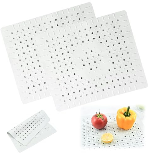 Inserto para Fregadero, 2 Piezas Alfombrilla Fregadero Cocina, 31 x 26 cm Almohadilla de Fregadero Cuadrada, Alfombrilla Escurreplatos, Inserto de Goma para Fregadero, para Baño, Cocina y Jardín(Gris)