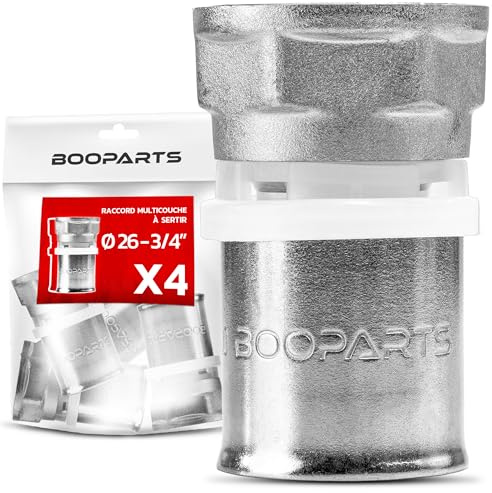 BOOPARTS – 4 st – Pressmuff med invändig gänga Ø26 mm – 3/4 (20–27 mm) | Multilager rak koppling TH-profil | Robust mässingskoppling för PEX, PER och kompositrör