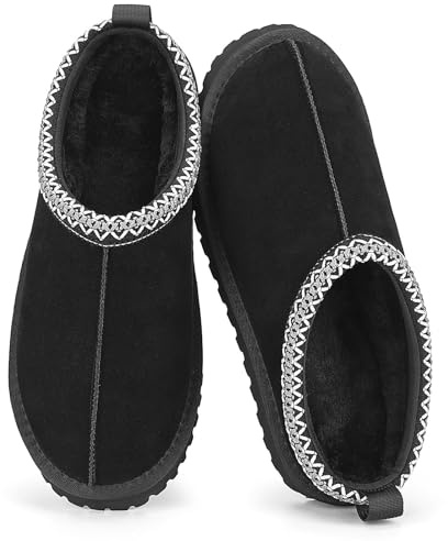 Mishansha Pantofole Donna Invernali Pelose Chiuse Comode Antiscivolo Morbide Calde Ciabatte, per Casa e Uso Esterno Nero 41 EU