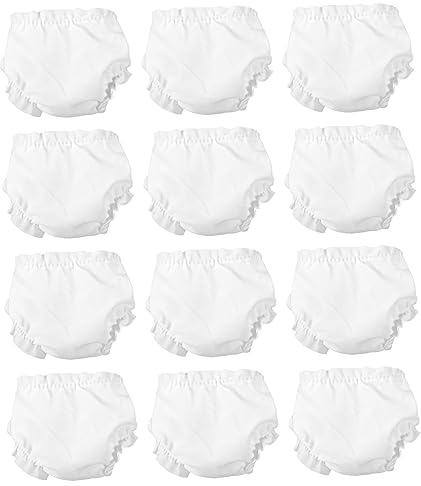 iplusmile 12 pièces Culottes Blanches pour Poupée Garçon Fille Accessoires de sous Vêtements Lavables et Réutilisables pour Jeu Habillage Garçon Fille