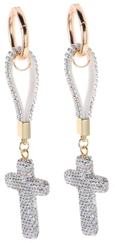 Cabilock 2 piezas Cruz Brillante con Incrustaciones de Circonitas de Diseño Elegante y Resistente para Llaves de Coche o Mochila Accesorio de Moda Unisex