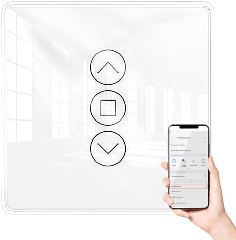 WIYETY Interruttore per tapparelle Wlan con regolazione percentuale, Interruttore per tapparelle Smart Wlan 2.5D, Compatibile con Alexa e Google Home, Timer e controllo vocale, Comando per tapparelle