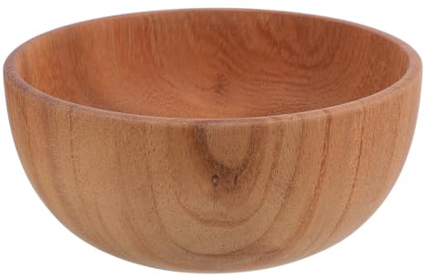 Warmhm Large Wooden Salad Bowl Rustic Acacia Wood Mixing Dough Fruit Kitchen Bowl Heat Resistant Natural Food Serving Dish for Home and Parties