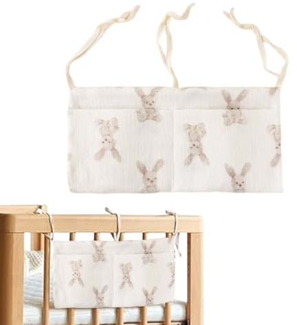 Organizador de cama colgante, organizador de guardería, bolsa de almacenamiento para cuna para biberones, ropa, pañales y juguetes