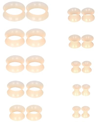 Uwiyo 20PCS Silicone Ear Plugs Tunnels, Soft Silicone Flexible Flesh Tunnels Double Flared Ear Stretchers Ear Gauges Plugs Expander Piercing Jewellery Unisex, 4/5/6/8/10/12/14/16/18/20mm