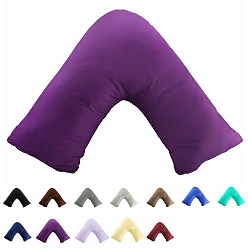 Gyulin 100% Cotone 300 Fili Soild Busta Stile a Forma di V/Tri/Boomerang Standard Federa copricuscino Copertura Senza Inserto, 100% Cotone, Purple, V Shaped Federa