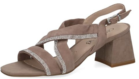 CAPRICE Damen Sandalen mit Absatz mit Strasssteinen mit Riemchen, Braun (Mud Comb), 41 EU