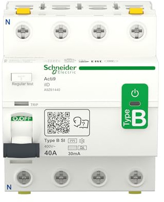 Schneider Electric FI-Schutzschalter Allstromsensitiv Acti9-iID, 4-polig, 40A, 30mA, Typ B-SI, Artikelnummer A9Z61440