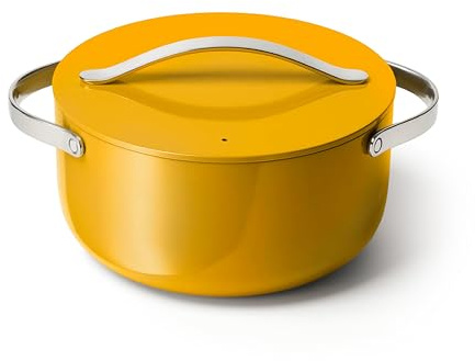 Caraway Nonstick Ceramic Dutch Oven Pot with Lid (6.5 qt, 10.5) - Non Toxic, PTFE & PFOA Free - Oven Safe & Compatible with All Stovetops (Gas, Electric & Induction) - Marigold