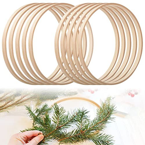 10 stycken blommig ring, drömfångare ringar bambu 20 cm tjocklek ca 1 cm, trä bambu blomkrans makramé hantverk ring ringar för gör-det-själv drömfångare, bröllopskransdekoration och vägghängande