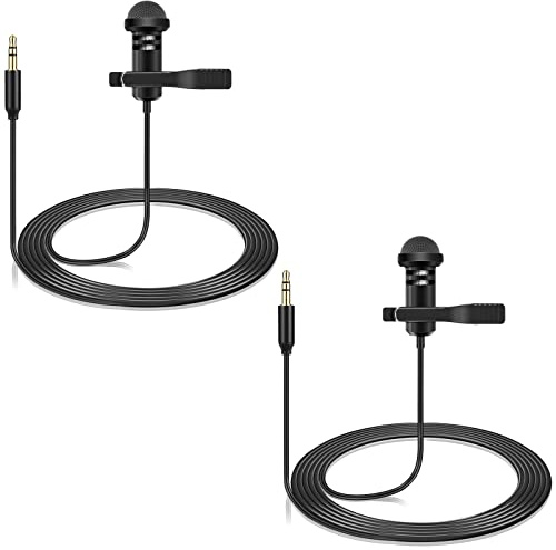 2 Pack Lavalier Microphone Compatible with DJI Mic 2 & Rode Wireless Pro/Wireless GO 2 / II Transmitters - Omnidirectional Lav Lapel Wearable Mic for Vlog Interview Streaming Lectures Broadcasters