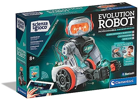 Clementoni Scienza e gioco Robotics – Evolution Robot 2.0 para Construir y programar, para niños a Partir de 8 años, Mando a Distancia, con Motores eléctricos y LED, Made in Italy, Idioma Italiano,