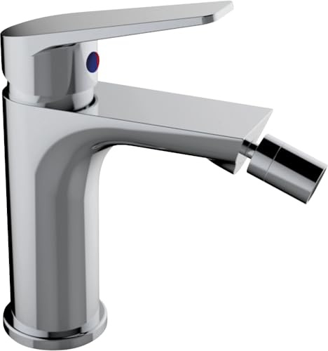 Schläfer 26505015 | Miscelatore Monocomando per Bidet Bagno serie Leonardo con Scarico automatico 1 1/4, Rubinetto Monoforo Cartuccia diam35mm Cromo Argento, Made in Italy