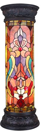 Chloe Lighting Ruby Spectacle Tiffany-Glass 2 Light Victorian Pedestal Light Fixture 30 Tall