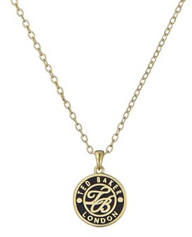 Ted Baker Monella Monogram Button Pendant Necklace For Women (Gold/Black)