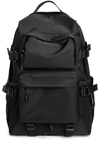 VARLIVOO Stöldskyddad herrryggsäck 15,6 tums Laptop Ryggsäck Vattentät Lättviktig Multificka Ryggsäck Skolväska Vandring Resa Sport Utomhus Polyester, Svart