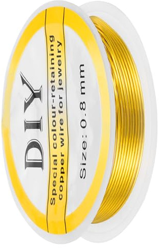 sourcing map 0.8mm/20 Gauge Copper Wire for Jewelry Making, 1 Roll Craft Tarnish Resistant Beading Wire for Jewelry Making Supplies DIY (Dark Gold)-2.6m