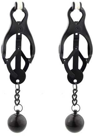Nipple Clamps with Weighted Balls, Nipple Sex Toys for Womn/Men, Adjustable Stainless Steel Nipple Clamps Non-Piercing Clamp for Beginners – Sensory Stimulation & BDSM Bondage Pleasure