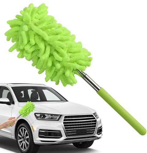 Auto Staubbürste, Auto Duster, Auto Staubbürste, Automatische Outdoor Streubürste – Kratzfeste Reinigung Supplies mit ausziehbarem Griff, Auto MOP für Motorrad, LKW
