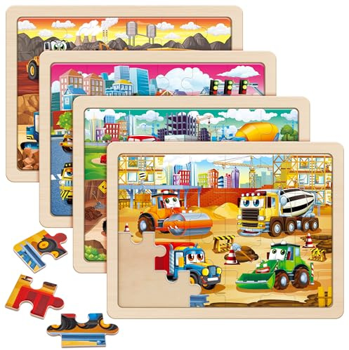 SYNARRY Puzzle Véhicules Enfant 3 4 5 Ans, Jouet Garcon 3 4 5 Ans