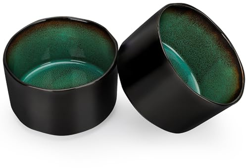 Porcelain Bowls, 520ml Green Cereal Bowls, Rice Bowls, Salad Bowls, Dishwasher, Microwave & Oven Safe,11.5x6.5cm(2 Pack)
